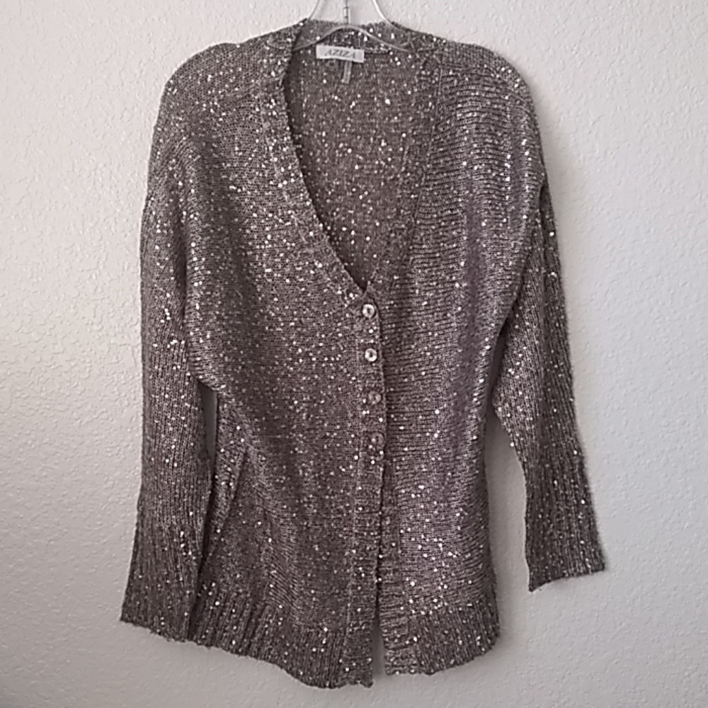 FINAL MARKDOWN Ladies' Aziza Sequined Cardigan Sweater (M)